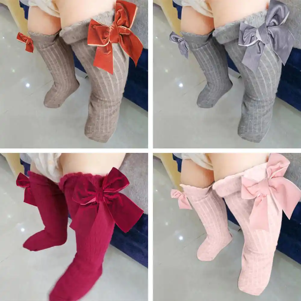 baby long socks with bows