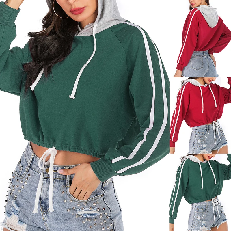 Women Solid Hooded Sweaters Long Sleeve Patchwork Sexy Short Tops Female Sports Sweatshirt Autumn Fashion Pullover Sportswear
Women Solid Hooded Sweaters Long Sleeve Patchwork Sexy Short Tops Female Sports Sweatshirt Autumn Fashion Pullover Sportswear