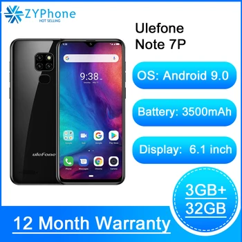Smartphone Android 9.0 Quad Core 3500mAh 6.1 inch Triple Camera 3GB 32GB 4G Cell Phone Mobile Phone Android Ulefone Note 7P
Smartphone Android 9.0 Quad Core 3500mAh 6.1 inch Triple Camera 3GB 32GB 4G Cell Phone Mobile Phone Android Ulefone Note 7P