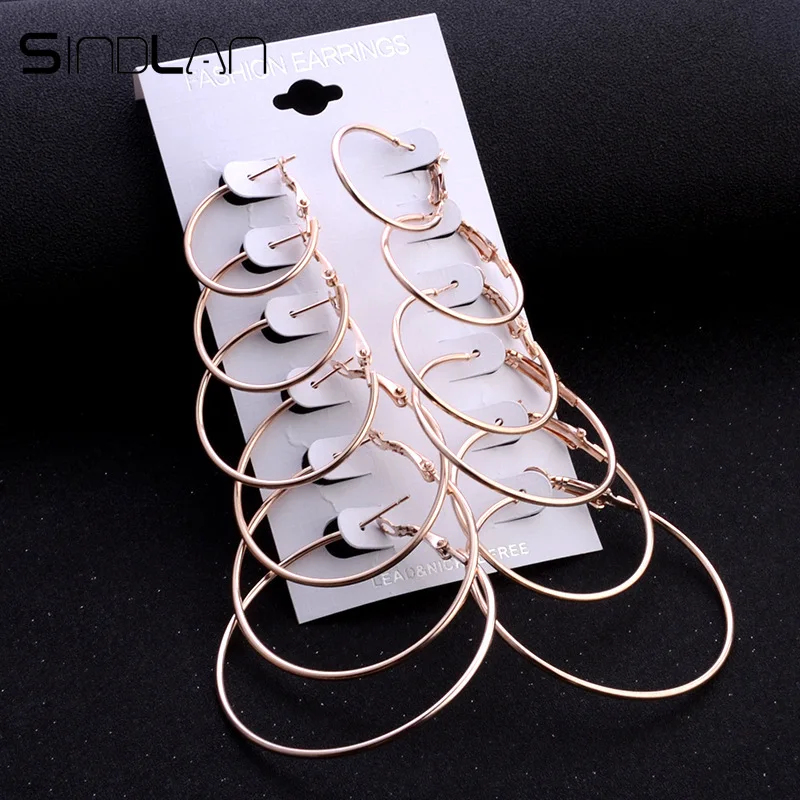 Sindlan 6 Pairs Classic Big Circle Earrings for Women Hyperbole Hoop Earring Set Simple Fashion Ear Loop Girls Ear Jewelry
Sindlan 6 Pairs Classic Big Circle Earrings for Women Hyperbole Hoop Earring Set Simple Fashion Ear Loop Girls Ear Jewelry