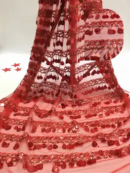 red colors (5yards/pc) high quality African sequins lace fabric shining French net lace fabric for making party dress FFR-817
red colors (5yards/pc) high quality African sequins lace fabric shining French net lace fabric for making party dress FFR-817