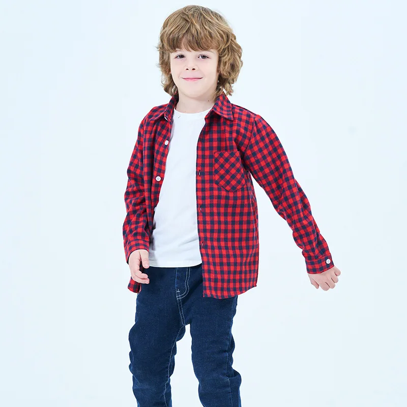 Boys Fashion Lattice-Design Shirts