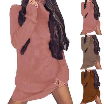 Autumn Winter Casual Women Solid Color Long Sleeve Sweater Dress Turtle Neck Loose Ribbed Knitted Sweater Mini Dress
Autumn Winter Casual Women Solid Color Long Sleeve Sweater Dress Turtle Neck Loose Ribbed Knitted Sweater Mini Dress