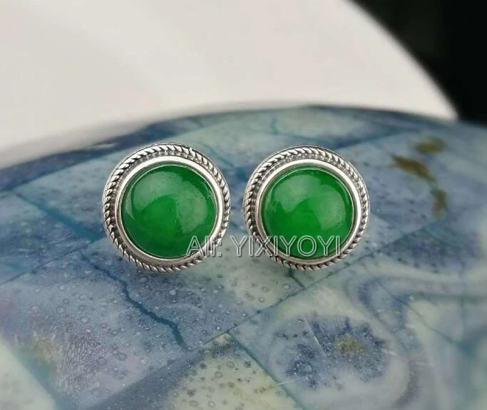 Vintage 925 Silver 10mm Green Jade Round Beads Stud Earring Charming Lucky Ear Stud Earrings for Woman Fashion Gift Jewelry
Vintage 925 Silver 10mm Green Jade Round Beads Stud Earring Charming Lucky Ear Stud Earrings for Woman Fashion Gift Jewelry