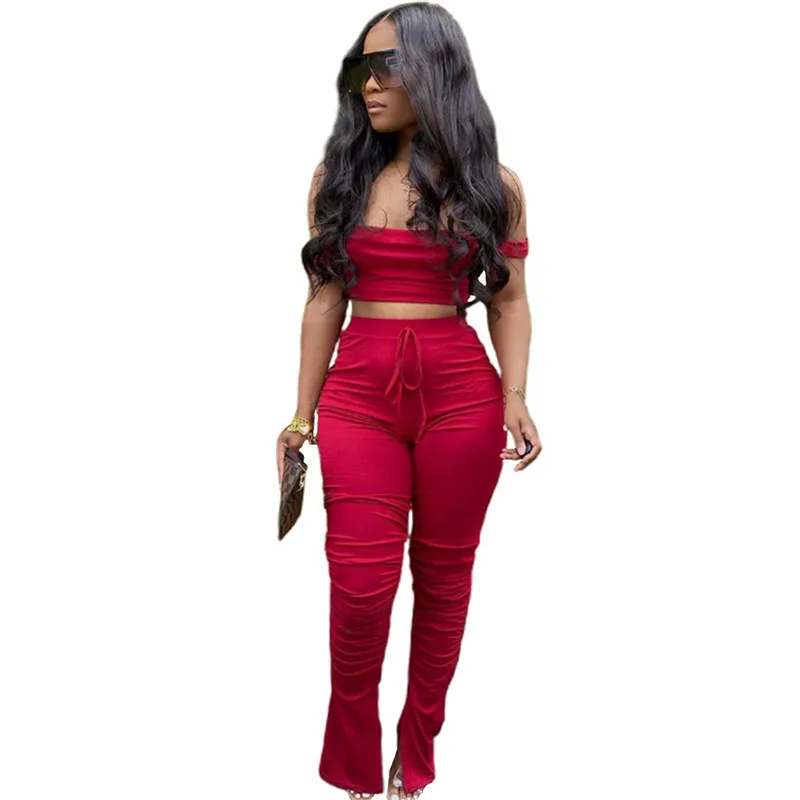 2020 Women 2 Pieces Set Sport Solid Yoga Tracksuits Off Shoulder Crop Tops Stacked Flare Jogger Pants Suit Outfits Matching Set
2020 Women 2 Pieces Set Sport Solid Yoga Tracksuits Off Shoulder Crop Tops Stacked Flare Jogger Pants Suit Outfits Matching Set
