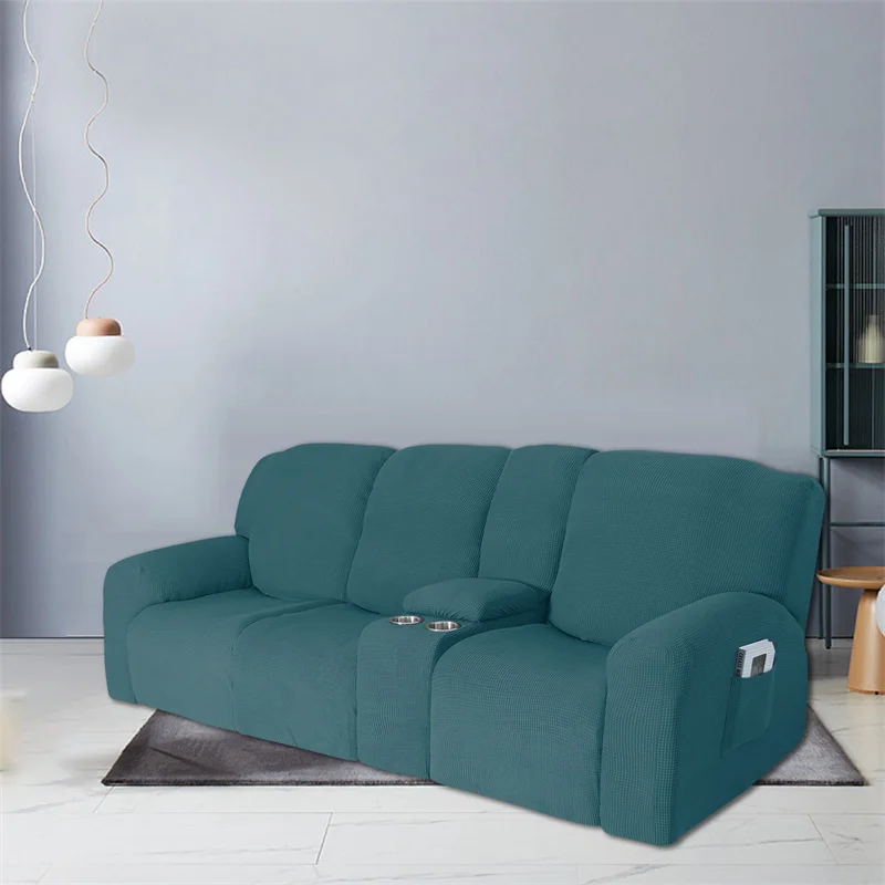 Housse extensible pour fauteuil inclinable 3 places, avec porte-gobelet, en polaire, pour salon Housse extensible pour fauteuil inclinable 3 places, avec porte-gobelet, en polaire, pour salon