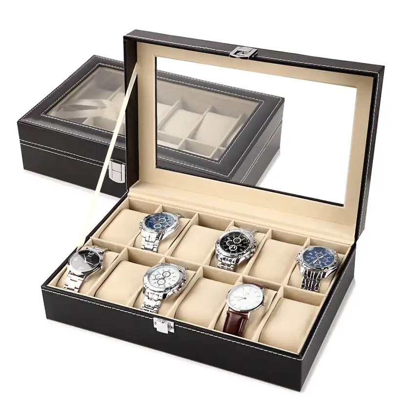 gift box case roll 3 slot wristwatch necklace bracelet jewelry
