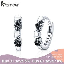 BAMOER 925 Plata de Ley corazón a corazón pendientes de aro plata para mujer joyería de plata de ley regalo del Día de San Valentín SCE445(China)