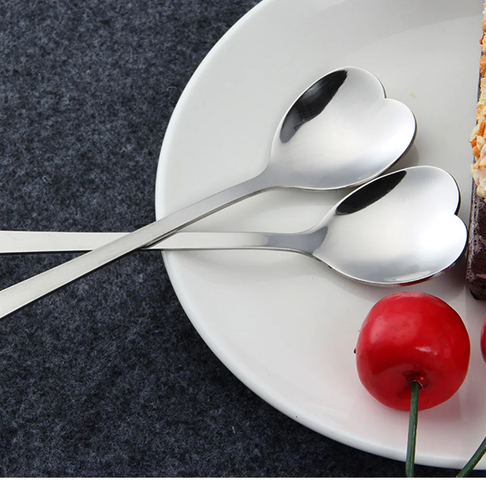 Нержавеющая сталь сердце Форма Кофе ложки кухонные принадлежности десерт сахар