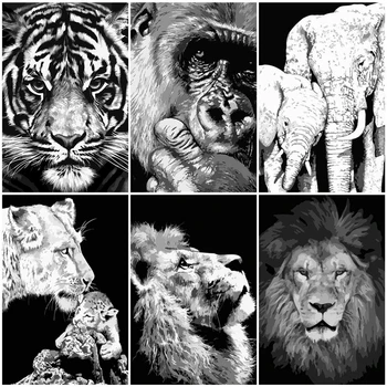 AZQSD Oil Painting By Numbers Black And White Animal DIY Handpainted Gift Acrylic Paint Coloring By Numbers Lion Wall Art
AZQSD Oil Painting By Numbers Black And White Animal DIY Handpainted Gift Acrylic Paint Coloring By Numbers Lion Wall Art