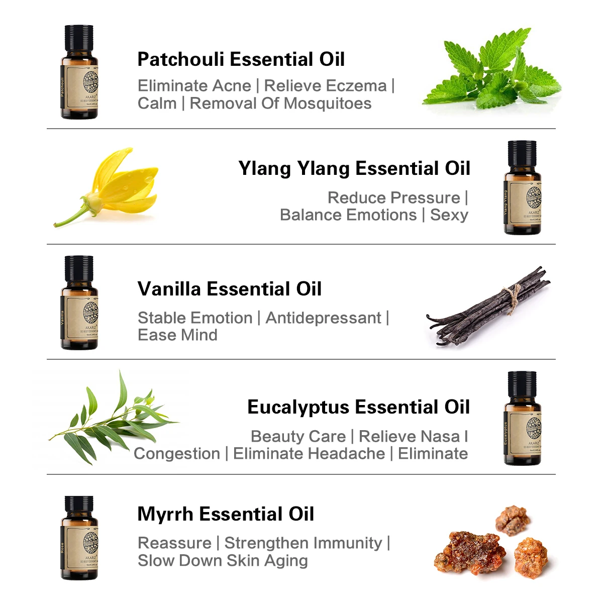 100ml Vanilla Eucalyptus Essential Oil Diffuser Lavender Jasmine