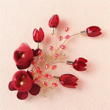 Korean Style Bride Wine Headdress Handmade Hair Accessories Crystal Flower Barrettes Floral Headdress Formal Dress Wedding Marri 
Korean Style Bride Wine Headdress Handmade Hair Accessories Crystal Flower Barrettes Floral Headdress Formal Dress Wedding Marri