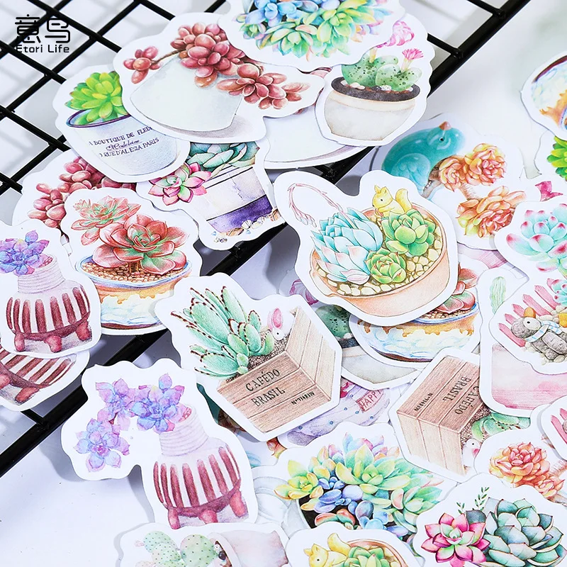 

45pcs Succulent Stickers For Laptop Journaling Planners Phone Cute Cactus Plants Decals Scrapbooking Sticker Pack For Girls Kids