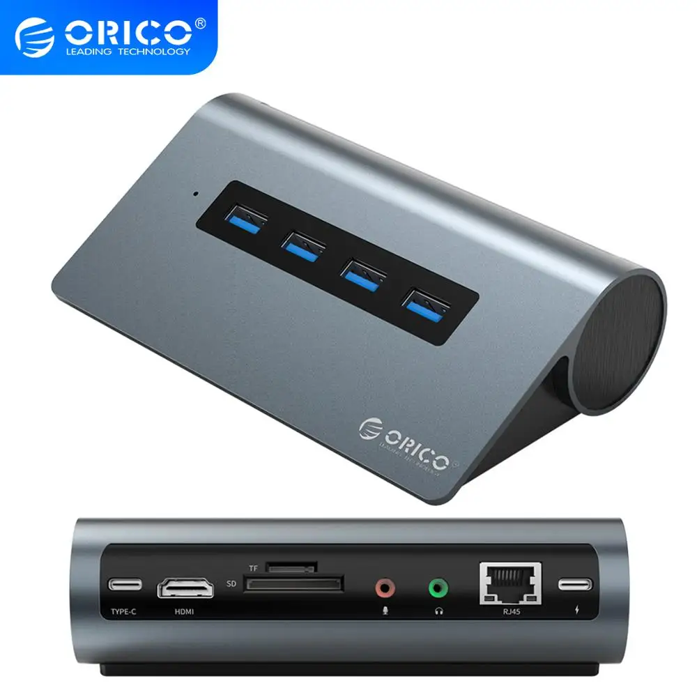 ORICO Aluminum Alloy High Speed USB HUB Type C to Multi HDMI USB 3.0 PD 60W RJ45 Card Reader Audio OTG Adapter Dock USB Splitter
ORICO Aluminum Alloy High Speed USB HUB Type C to Multi HDMI USB 3.0 PD 60W RJ45 Card Reader Audio OTG Adapter Dock USB Splitter