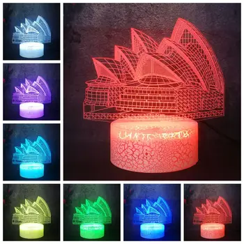 

Creative Famous Building Sydney Opera House Design Cartoon Lamp 3D Stereo LED Visual Illusion Night Light Kid Birthday Gift Toy