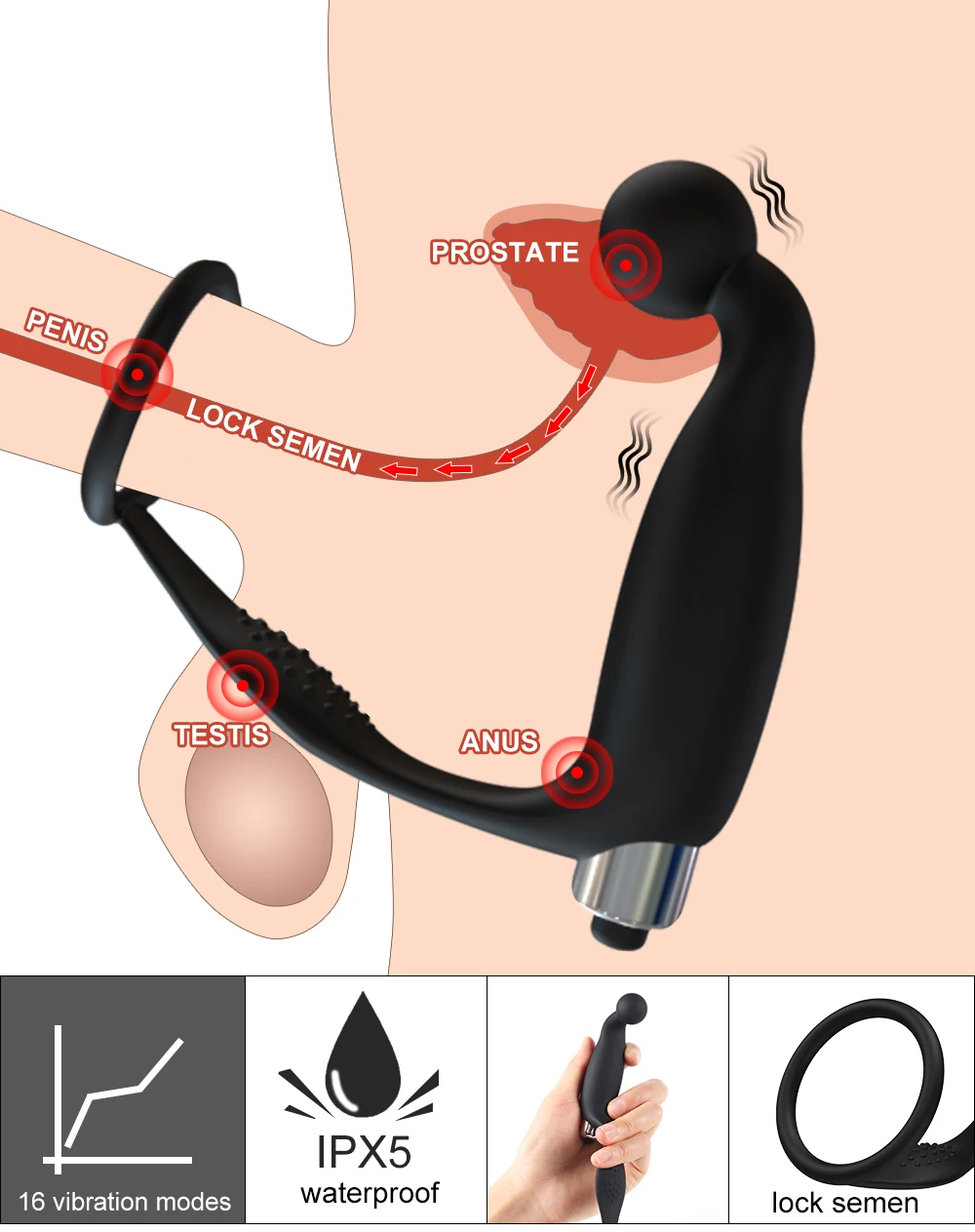 Male Prostate Massager Anal Plugs Vibrator Silicone Butt Plug For Men buttplug Delay Ejaculation Ring Vibrators Sex Toys For Men 7 H12578da378694e0ba311e7d001b38c5ez