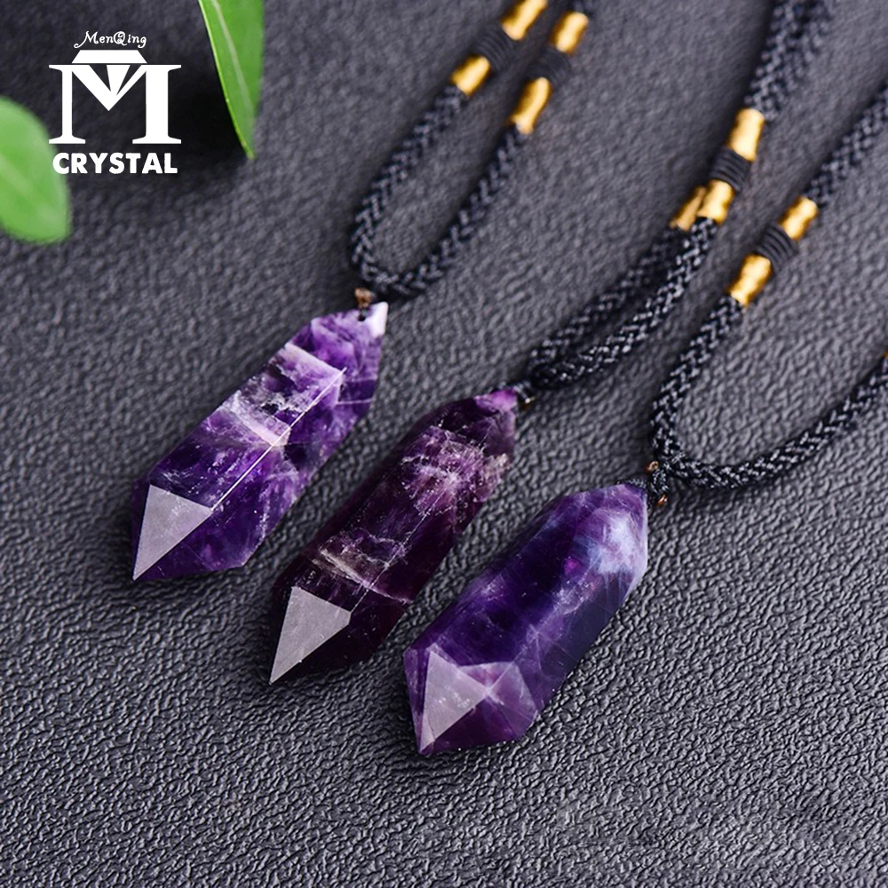 1PC Natural Dream Amethyst Crystal pendant Hexagonal Reiki Chakra Real Raw Purple Gem Necklace Women Jewelry | Дом и сад