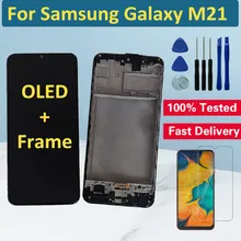 Écran tactile LCD OLED de remplacement, avec châssis, pour Samsung Galaxy M21 M215=