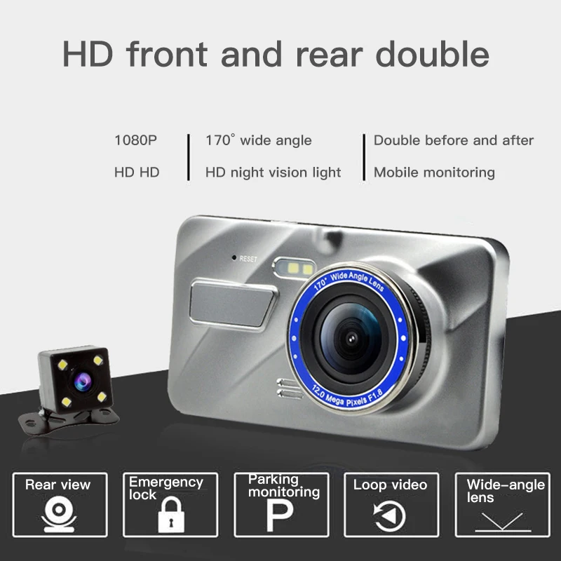 New dual lens car dvr rearview mirror DashCam camera Full HD 1080p car camera Front + rear night video recorder G-sensor
New dual lens car dvr rearview mirror DashCam camera Full HD 1080p car camera Front + rear night video recorder G-sensor