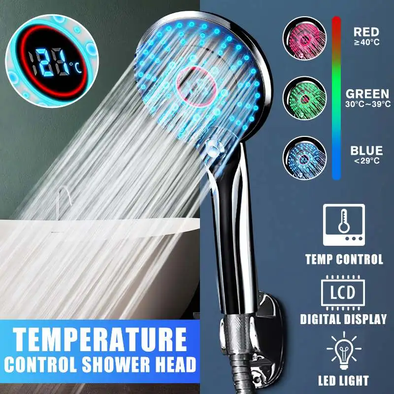 Adjustable 3 Color LED Shower Head Digital LCD Display Temperature Control Shower Head filter with led light
Adjustable 3 Color LED Shower Head Digital LCD Display Temperature Control Shower Head filter with led light