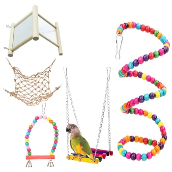 Parrot Swing Toys for Cage, Hanging Hammock Swing with Mirror Toy, Wooden Ladders Hammock , Colorful Habitat Platform for Small
Parrot Swing Toys for Cage, Hanging Hammock Swing with Mirror Toy, Wooden Ladders Hammock , Colorful Habitat Platform for Small