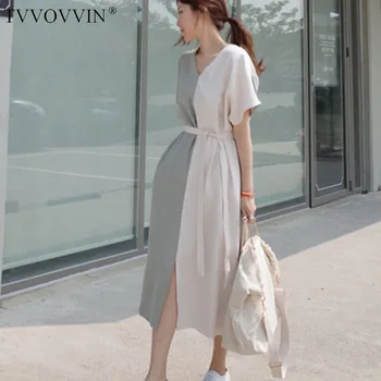 Korea 2020 new summer fashion women clothing Splicing V-neck batwing sleeves contrast colors pullover loose dress Y083
Korea 2020 new summer fashion women clothing Splicing V-neck batwing sleeves contrast colors pullover loose dress Y083