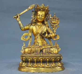 wedding decoration Tibet Fane bronze Gilt Manjushri Wenshu Buddha Hold Sword Tara Kwan-yin statue
wedding decoration Tibet Fane bronze Gilt Manjushri Wenshu Buddha Hold Sword Tara Kwan-yin statue