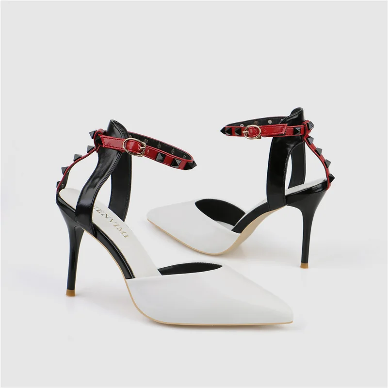 High-heeled women's sandals 2019 summer new pointed sexy rivet fashion simple ladies shoes high heel sandals 
High-heeled women's sandals 2019 summer new pointed sexy rivet fashion simple ladies shoes high heel sandals