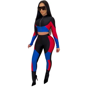 Sexy Color Patchwork Two Piece Set Women Spring Long Sleeve Zip Crop Top and Pants Set Streetwear Bodycon Tracksuit Club Outfits
Sexy Color Patchwork Two Piece Set Women Spring Long Sleeve Zip Crop Top and Pants Set Streetwear Bodycon Tracksuit Club Outfits