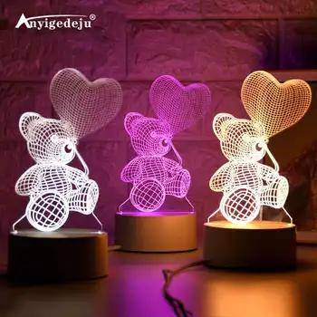 Balloon bear Heart 3D Lamp Creative Night Light Novelty Illusion Night Lamp Illusion Table Lamp For Home Decorative Light EU/US 
Balloon bear Heart 3D Lamp Creative Night Light Novelty Illusion Night Lamp Illusion Table Lamp For Home Decorative Light EU/US