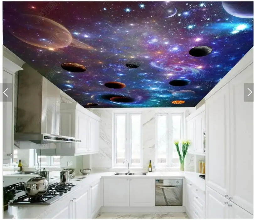 

Custom photo 3d wallpaper ceiling mural Colorful starry sky vast universe galaxy planet 3d wall murals wallpaper for walls 3d