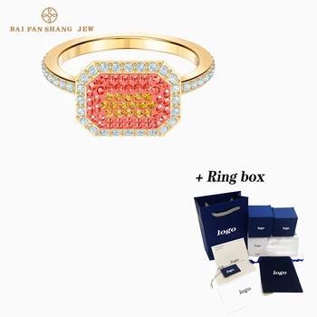 Fashion SWA New Style NO REGRETS RING Gold Fresh Rectangular Pattern Orange Crystal Female Engagement Ring Elegant Romantic Gift
Fashion SWA New Style NO REGRETS RING Gold Fresh Rectangular Pattern Orange Crystal Female Engagement Ring Elegant Romantic Gift