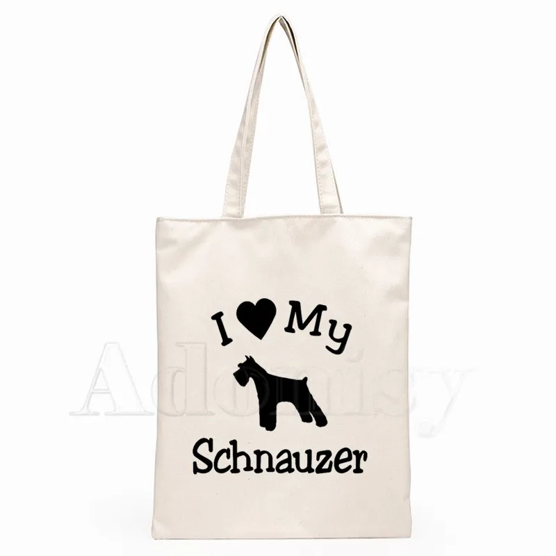 I Love My Dog Schnauzer Heartbeat Animal Lover Canvas Simple Cartoon Print Shopping Bags Girls Fashion Casual Pacakge Hand Bag
I Love My Dog Schnauzer Heartbeat Animal Lover Canvas Simple Cartoon Print Shopping Bags Girls Fashion Casual Pacakge Hand Bag