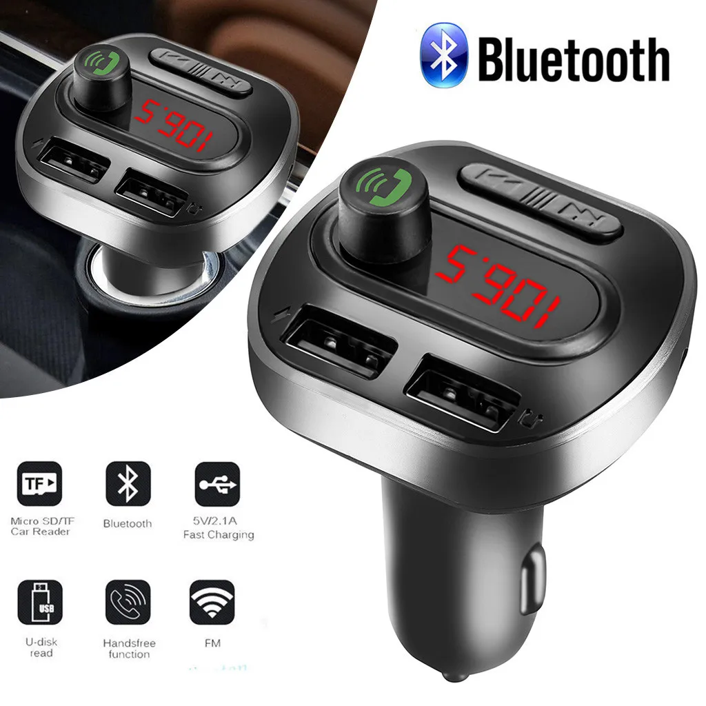 

music player reproductor mp3 Bluetooth FM Transmitter MP3 Players Modulator Handsfree Dual USB car kit Support TF Card U Disk