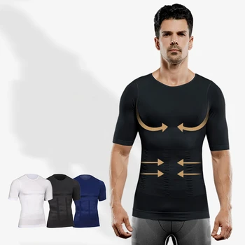 Tight body body abdomen waist slim seamless breathable vest short-sleeved men's body-shaping clothes NY094 
Tight body body abdomen waist slim seamless breathable vest short-sleeved men's body-shaping clothes NY094