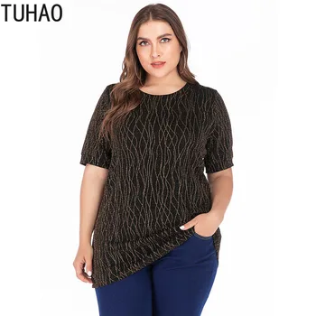 Plus Size Shirt TUHAO Summer Round Neck Short Sleeve Sequins Striped Loose Plus Size Blouse Woman Clothing T9128
Plus Size Shirt TUHAO Summer Round Neck Short Sleeve Sequins Striped Loose Plus Size Blouse Woman Clothing T9128