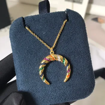 UMGODLY Fashion Copper Pure Yellow Gold Color Multicolor Zircon Stripes Moon Crescent Tribal Pendant Adjust Necklace
UMGODLY Fashion Copper Pure Yellow Gold Color Multicolor Zircon Stripes Moon Crescent Tribal Pendant Adjust Necklace