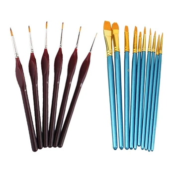 16Pcs Artist Brush Set: 10Pcs Acrylic Watercolor Brush Round Pointed Tip & 6Pcs Fine Paintbrushes Detail Paint Brush Set 
16Pcs Artist Brush Set: 10Pcs Acrylic Watercolor Brush Round Pointed Tip & 6Pcs Fine Paintbrushes Detail Paint Brush Set