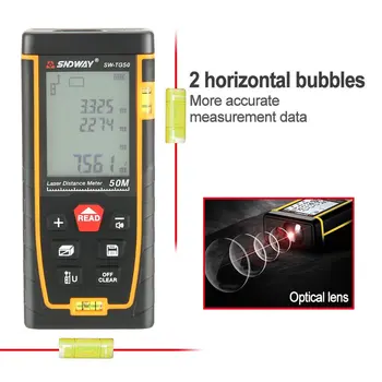 SNDWAY Double Horizontal Bubble Rangefinder Laser Distance Meter Range Battery-Powered Hand Tool Device SW-TG50 70 100 120M
SNDWAY Double Horizontal Bubble Rangefinder Laser Distance Meter Range Battery-Powered Hand Tool Device SW-TG50 70 100 120M