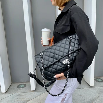 Fashion Large Capacity Handbag Women High Quality Leather Tote Bags grid Chain Shoulder Belt Cloth Bag 2020Leisure Shoulder Bag
Fashion Large Capacity Handbag Women High Quality Leather Tote Bags grid Chain Shoulder Belt Cloth Bag 2020Leisure Shoulder Bag