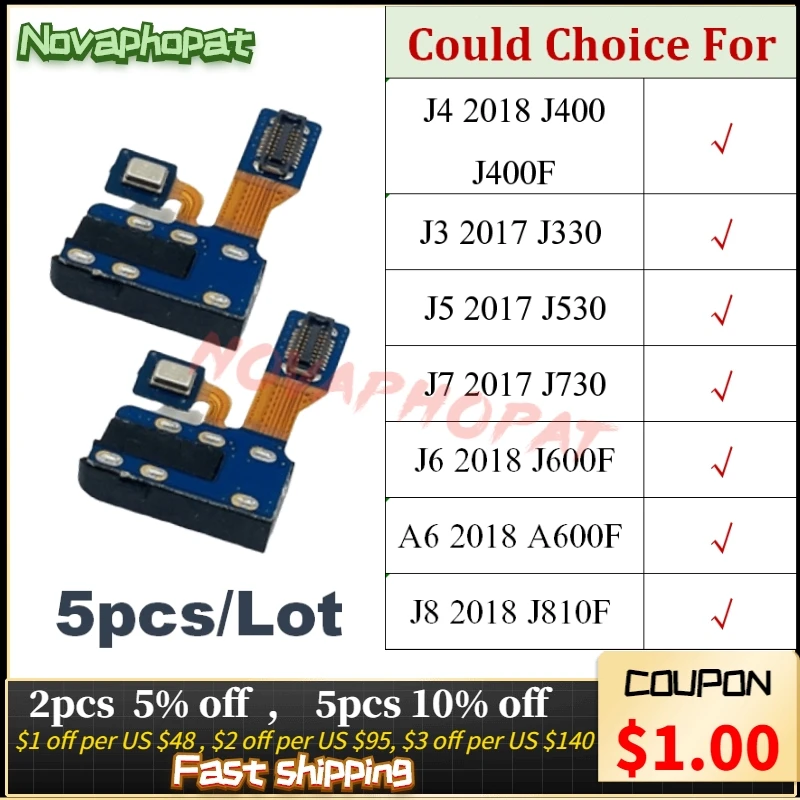 Novaphopat For Samsung Galaxy A6 J6 J8 J4 2018 J3 J5 J7 2017 J400 J330 Headphone Port Audio Jack Microphone Flex Cable 5pcs/lot 
Novaphopat For Samsung Galaxy A6 J6 J8 J4 2018 J3 J5 J7 2017 J400 J330 Headphone Port Audio Jack Microphone Flex Cable 5pcs/lot