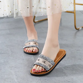 Women Summer Casual Slipper Ladies Sequins Outdoor Fashion Flat Sandals Woman Bling Non Slip Slippers Female Shoes 2020 New 
Women Summer Casual Slipper Ladies Sequins Outdoor Fashion Flat Sandals Woman Bling Non Slip Slippers Female Shoes 2020 New