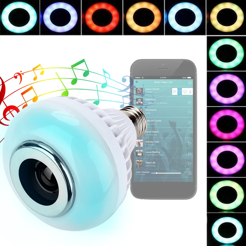 LED Music Bulb Wireless Home Speaker Loudspeaker Bluetooth 4.0 E27 RGB Lamp Bar Audio Portable Light Smart APP Control
LED Music Bulb Wireless Home Speaker Loudspeaker Bluetooth 4.0 E27 RGB Lamp Bar Audio Portable Light Smart APP Control