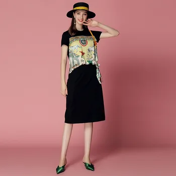 Casual Patchwork Printed T-shirt Dresses Summer Women Long T Shirt Dress Female Loose Female Lady Short Sleeve Black Grey Dress
Casual Patchwork Printed T-shirt Dresses Summer Women Long T Shirt Dress Female Loose Female Lady Short Sleeve Black Grey Dress