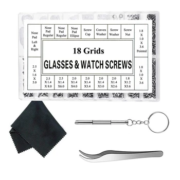 Eyeglass Repair Kit Sunglass Glasses Repair Kit Eyeglasses Screws with 12 Pairs Nose Pad Screwdriver Tweezers Glass Cleaning Clo
Eyeglass Repair Kit Sunglass Glasses Repair Kit Eyeglasses Screws with 12 Pairs Nose Pad Screwdriver Tweezers Glass Cleaning Clo