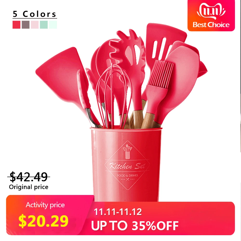 New Kitchen Set Red 11/12Pcs silicone cooking utensils with Spoon Spatula Tongs for kitchenware kit Kitchen Tools accessories
New Kitchen Set Red 11/12Pcs silicone cooking utensils with Spoon Spatula Tongs for kitchenware kit Kitchen Tools accessories
