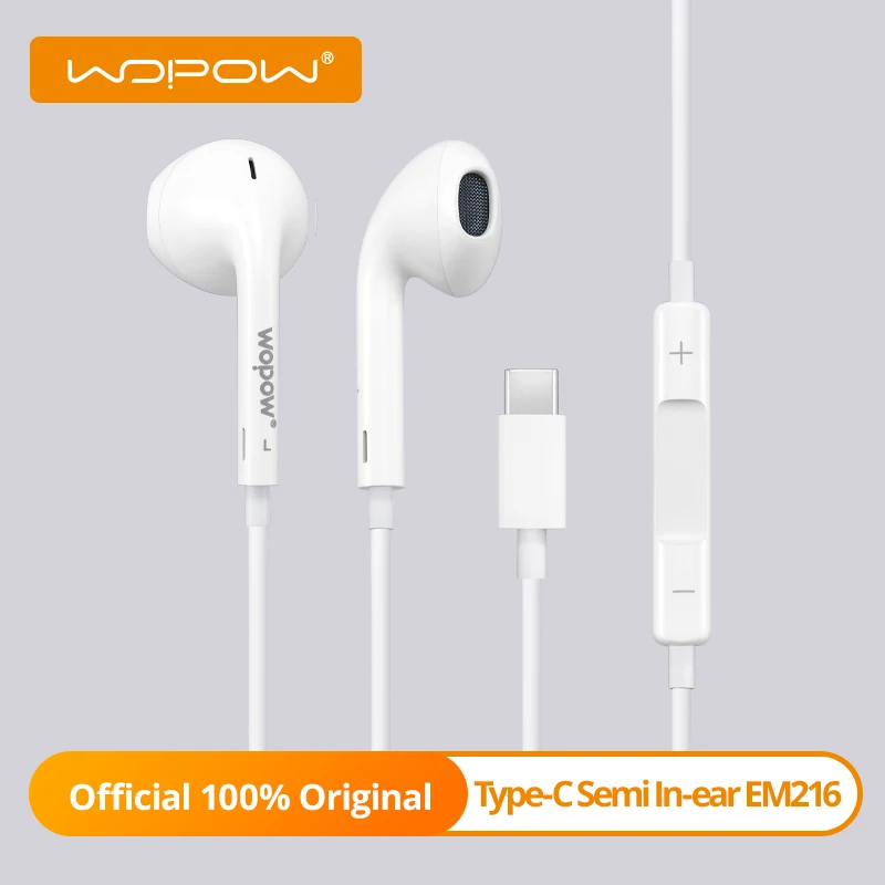 WOPOW Digital Earphone Type-C EM216 HiFi Stereo Sound Wired Earphones with Mic IPX4 Waterproof Widely Compatible Wired Headset
WOPOW Digital Earphone Type-C EM216 HiFi Stereo Sound Wired Earphones with Mic IPX4 Waterproof Widely Compatible Wired Headset
