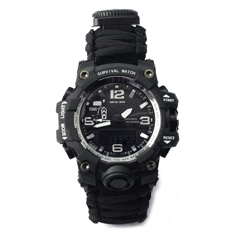 Outdoor Camping Survival Watch Multi-functional Paracord Watch with Compass Whistle Thermometer Rescue Rope Survival kit EDC
Outdoor Camping Survival Watch Multi-functional Paracord Watch with Compass Whistle Thermometer Rescue Rope Survival kit EDC