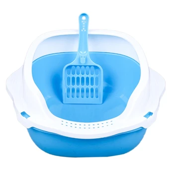 Large Size Cat Litter Box Semi-Closed Cat Sandbox Toilet for Pet Cat Training Toilet Cat Litter Tray with Litter Shovel Gift Blu
Large Size Cat Litter Box Semi-Closed Cat Sandbox Toilet for Pet Cat Training Toilet Cat Litter Tray with Litter Shovel Gift Blu