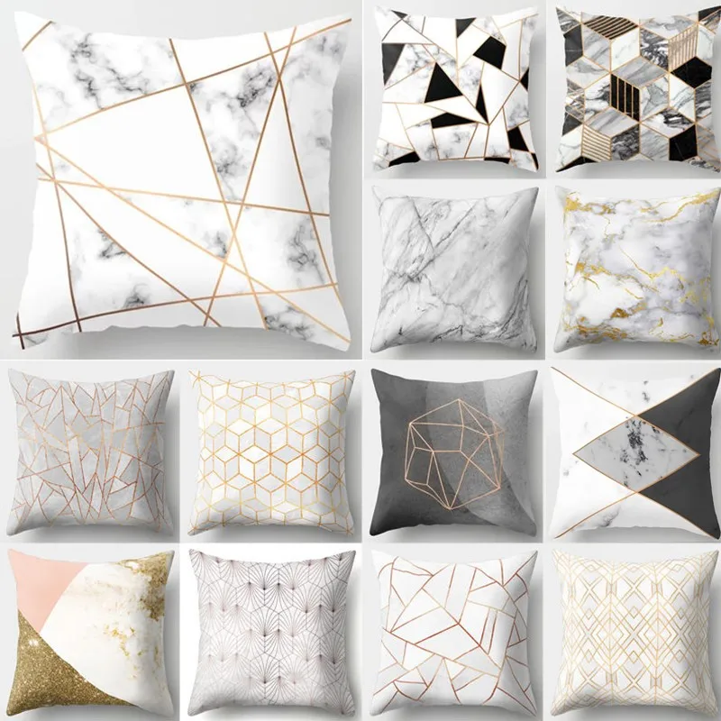 Краткое Мрамор геометрический декоративная подушка для дивана наволочка